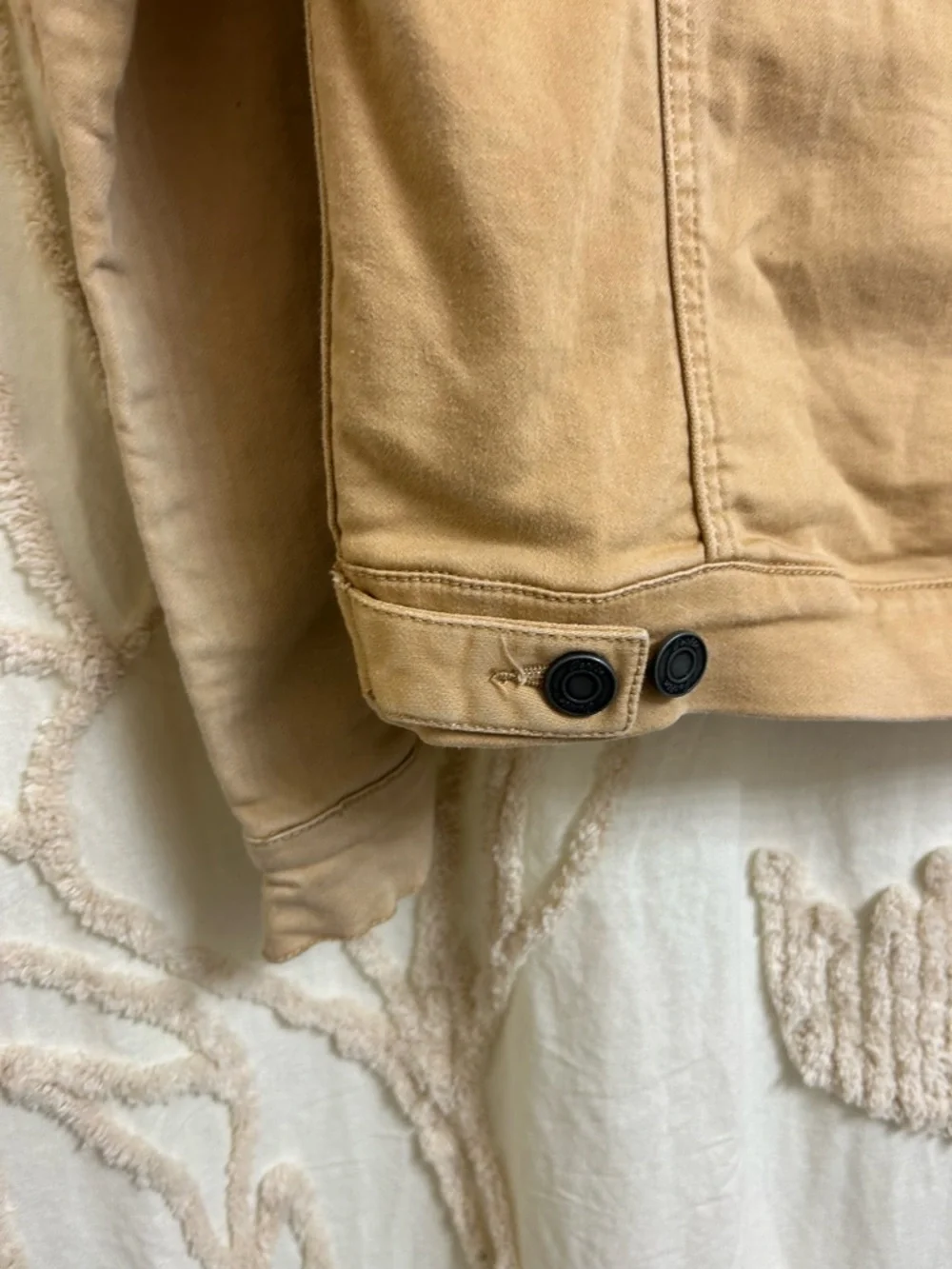 Vintage Free People Stretch Tan Denim Jacket Size Large - Picture 11 of 14